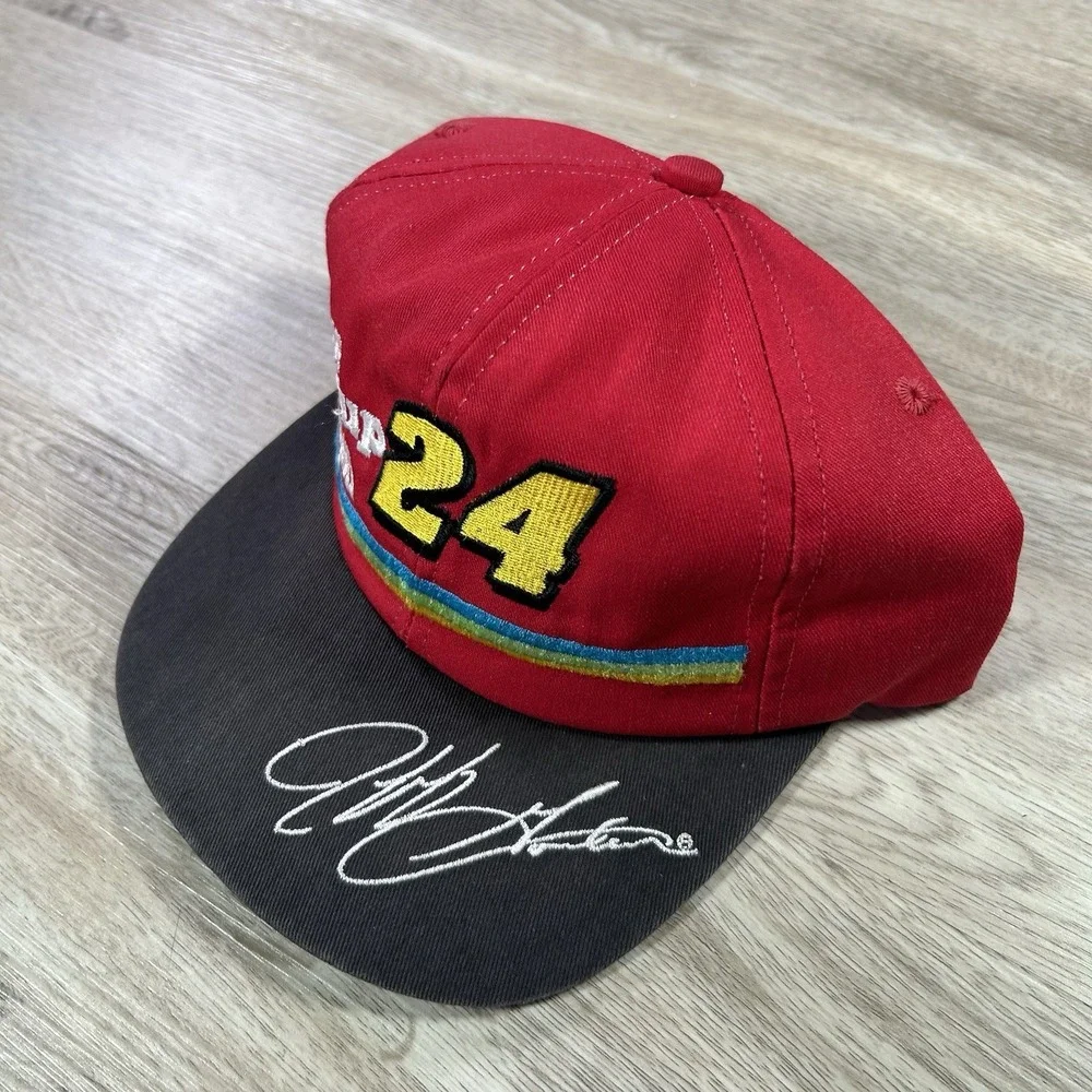 VTG 1995 Jeff Gordon Snapback Hat NASCAR Winston Cup Red Black Cap Made in USA